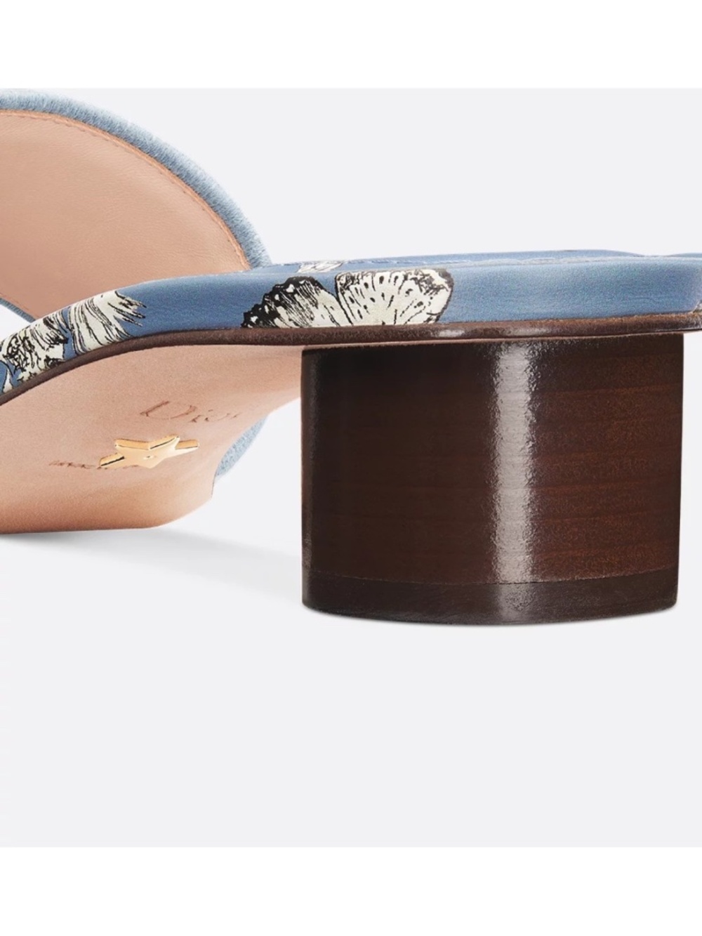 Christian Dior Dway Heeled Slide Blue White TDJ Palms Logo Heel Sandal 41 - Picture 2 of 8